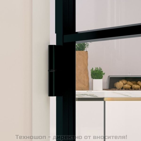 Интериорна врата черна 76x201,5 см закалено стъкло и алуминий