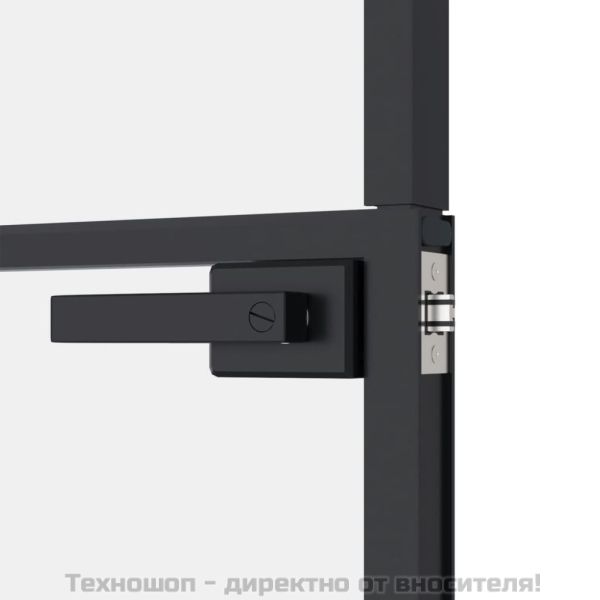 Интериорна врата черна 76x201,5 см закалено стъкло и алуминий