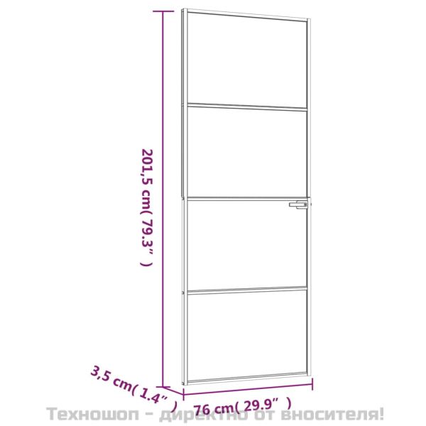 Интериорна врата черна 76x201,5 см закалено стъкло и алуминий