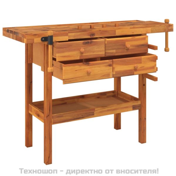 Работна маса с чекмеджета и менгемета 124x52x83 см акация масив