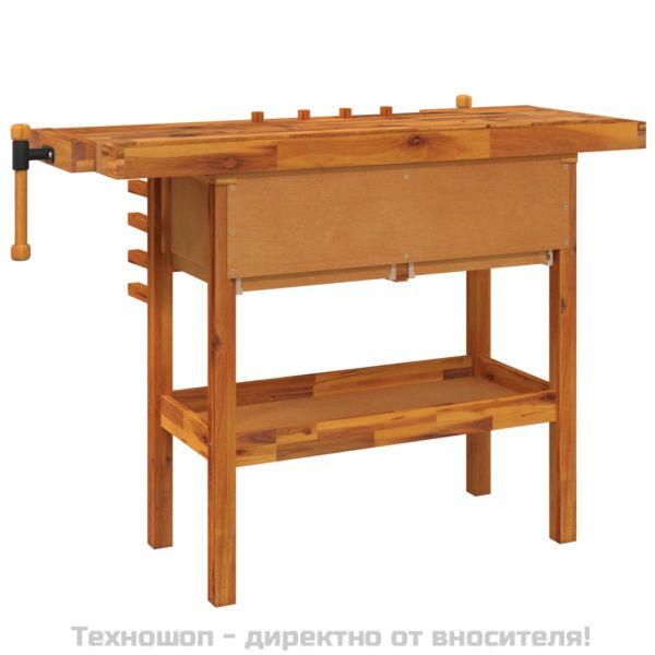 Работна маса с чекмеджета и менгемета 124x52x83 см акация масив