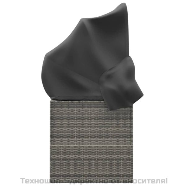 Градинско лаундж легло с покрив и възглавници сив полиратан