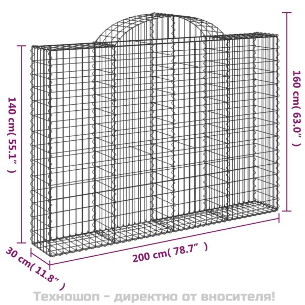 Габионни кошници арка 2 бр 200x30x140/160 см поцинковано желязо