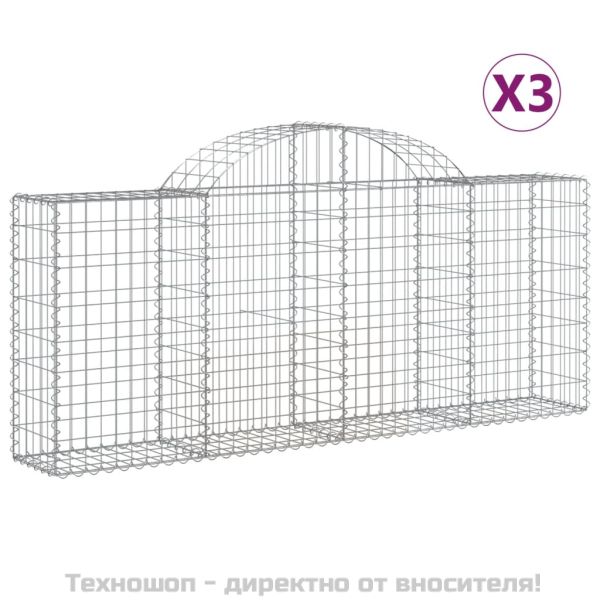 Габионни кошници арка 3 бр 200x30x80/100 см поцинковано желязо