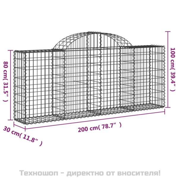 Габионни кошници арка 12 бр 200x30x80/100 см поцинковано желязо