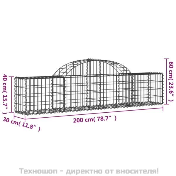 Дъговидна габионна кошница 200x30x40/60 см поцинковано желязо
