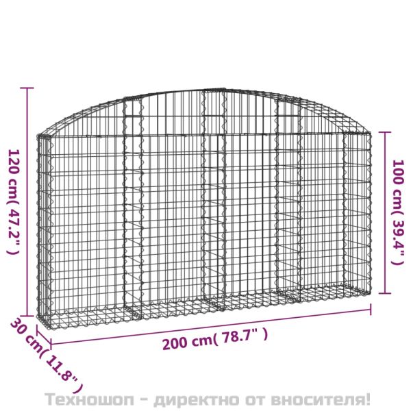 Дъговидна габионна кошница 200x30x100/120 см поцинковано желязо
