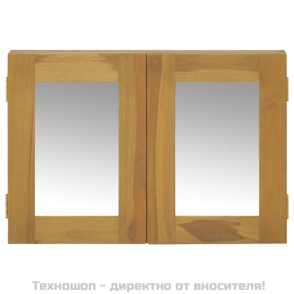 Шкаф с огледало, 60x10x40 см, тиково дърво масив