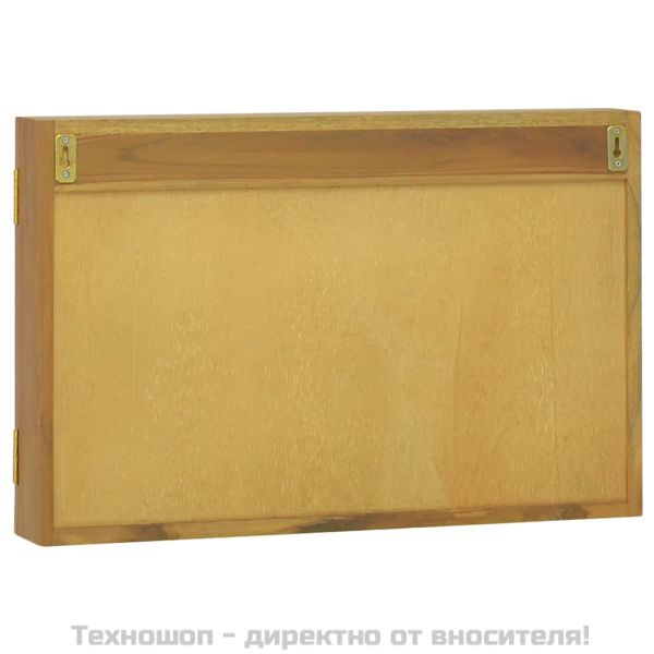 Шкаф с огледало, 60x10x40 см, тиково дърво масив