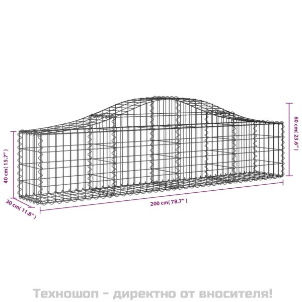 Дъговидна габионна кошница 200x30x40/60 см поцинковано желязо