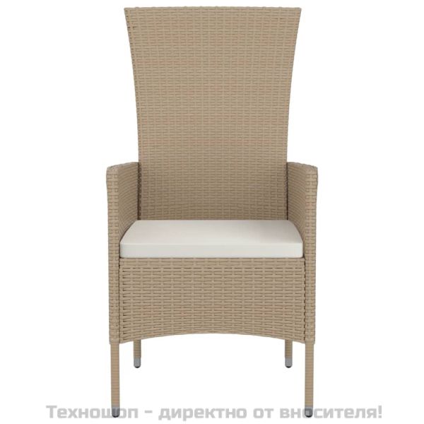 Градински столове с възглавници, 2 бр, полиратан, бежови