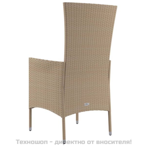 Градински столове с възглавници, 2 бр, полиратан, бежови