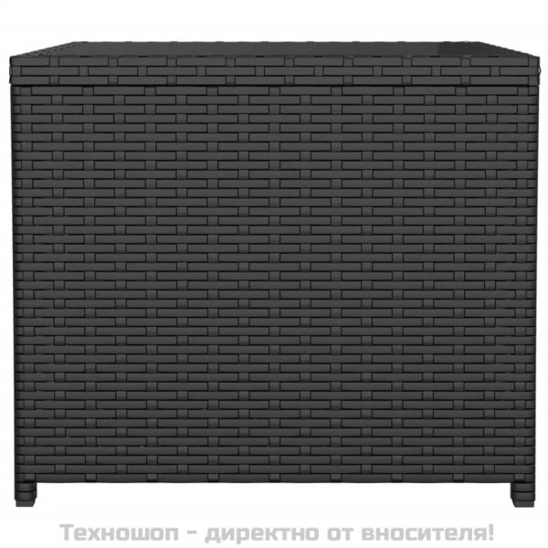 Маса за чай със стъклен плот, черна, полиратан закалено стъкло