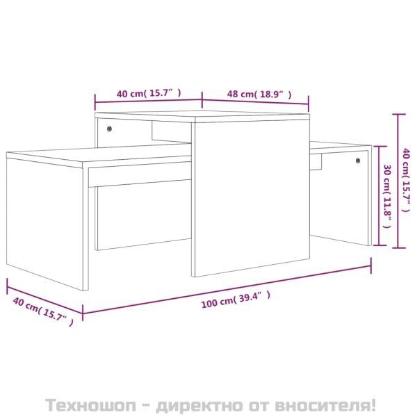 Комплект маси за кафе кафяв дъб 100x48x40 см инженерно дърво