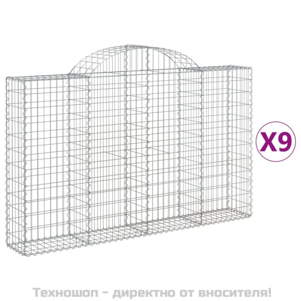 Габионни кошници арка 9 бр 200x30x120/140 см поцинковано желязо
