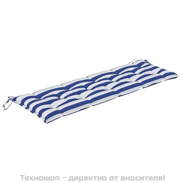 Възглавница за пейка синьо и бяло райе 150x50x7 см оксфорд плат