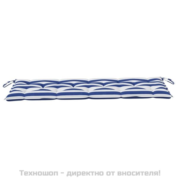 Възглавница за пейка синьо и бяло райе 150x50x7 см оксфорд плат