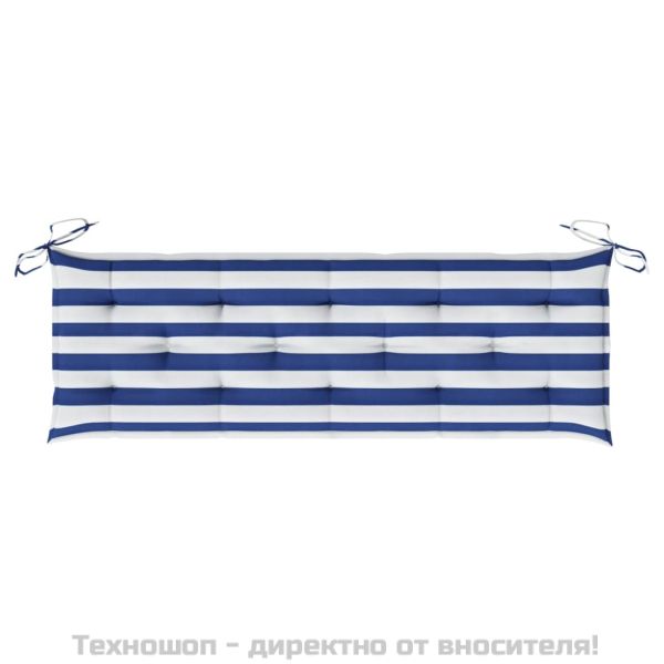 Възглавница за пейка синьо и бяло райе 150x50x7 см оксфорд плат