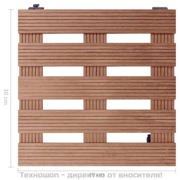 Поставки за цветя на колелца, 4 бр, кафяви, 30x30x7,5 см, WPC