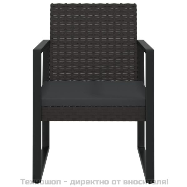 Градински лаундж комплект с възглавници 4 части черен полиратан