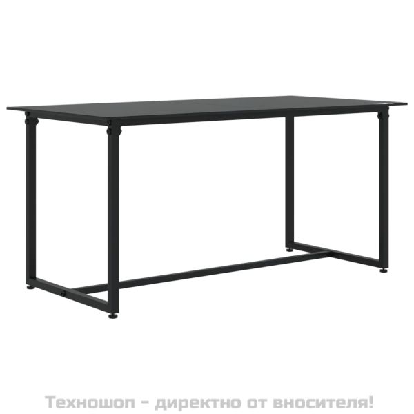 Градински лаундж комплект с възглавници 4 части черен полиратан