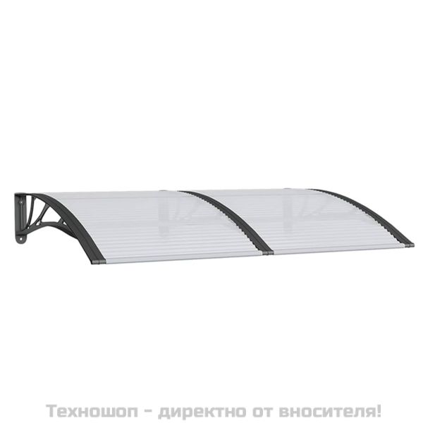 Навес за врата, черен, 150x100 см, поликарбонат