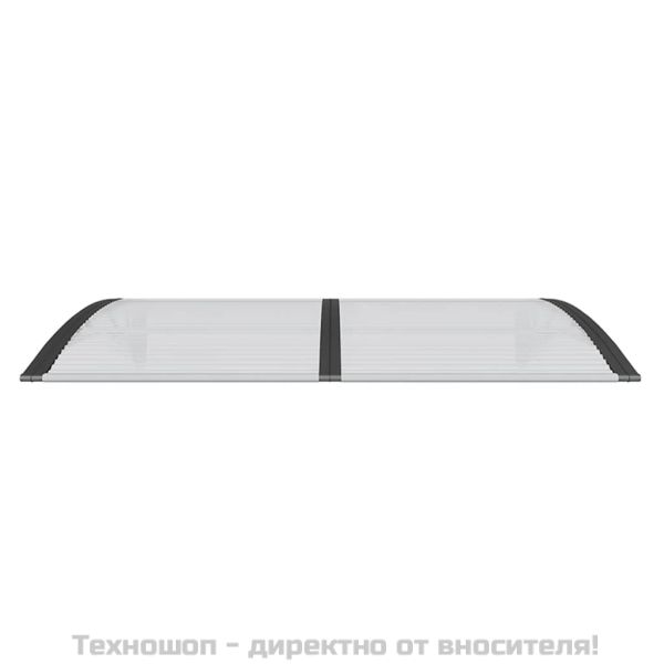 Навес за врата, черен, 150x100 см, поликарбонат