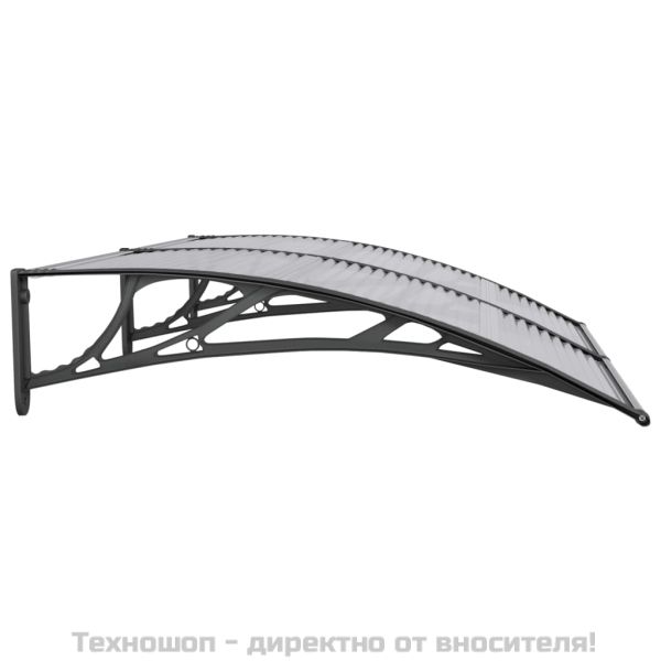 Навес за врата, черен, 150x100 см, поликарбонат