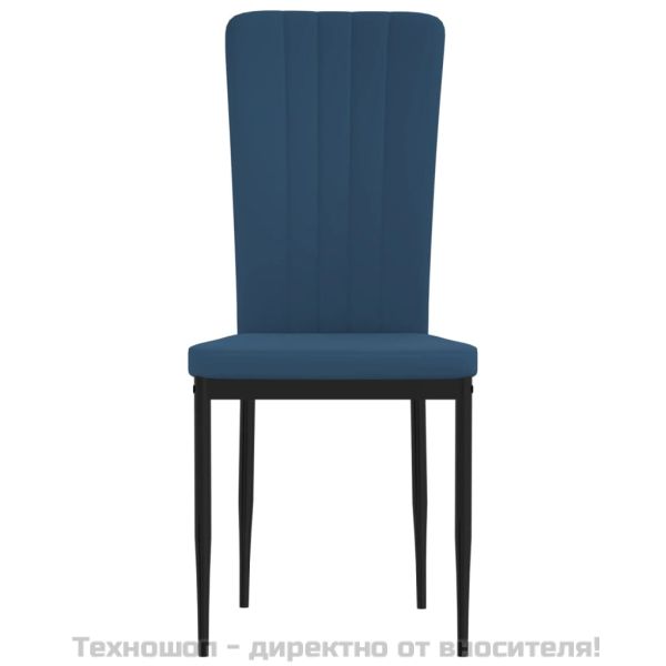 Трапезни столове, 4 бр, сини, кадифе