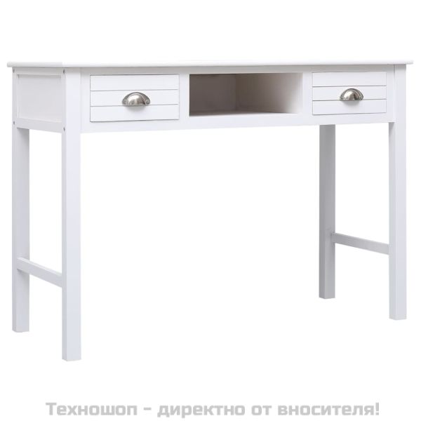 Бюро, бяло, 108x45x76 см, масивна дървесина пауловния