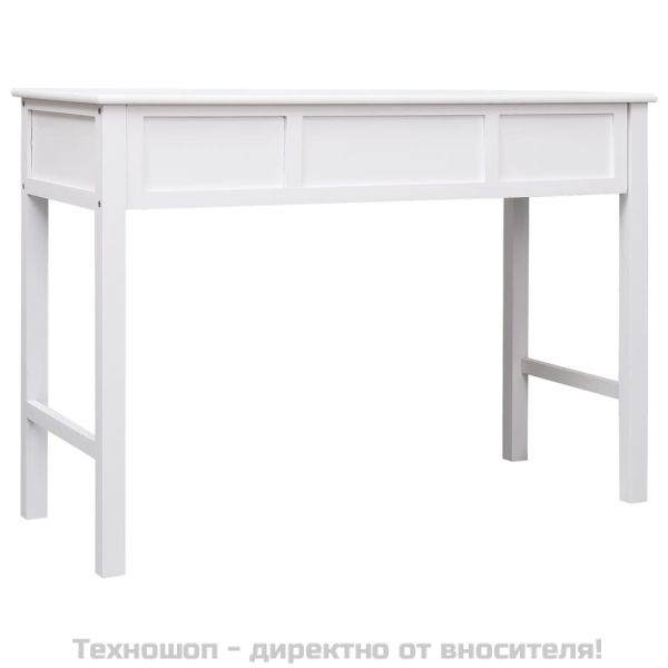 Бюро, бяло, 108x45x76 см, масивна дървесина пауловния