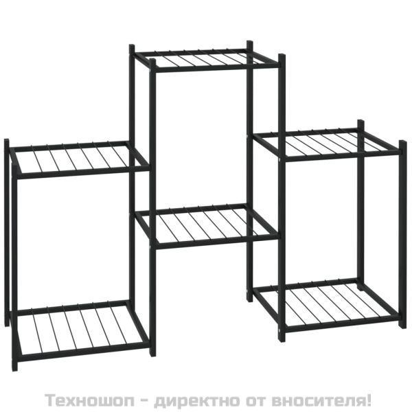 Стойка за цветя, 83x25x60 см, черна, желязо