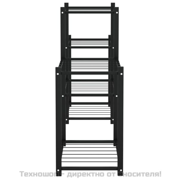 Стойка за цветя, 83x25x60 см, черна, желязо