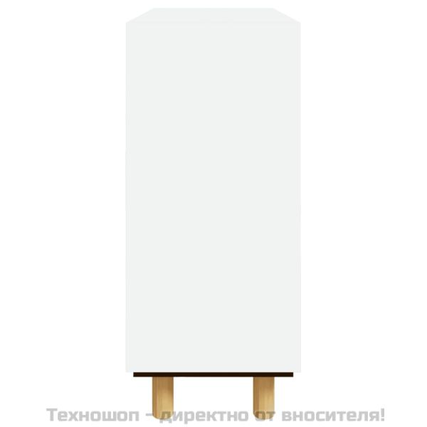 Бюфет, бял, 60x30x70 см, бор масив и естествен ратан