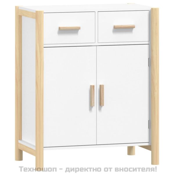 Сайдборд, бял, 62x38x75 см, инженерно дърво