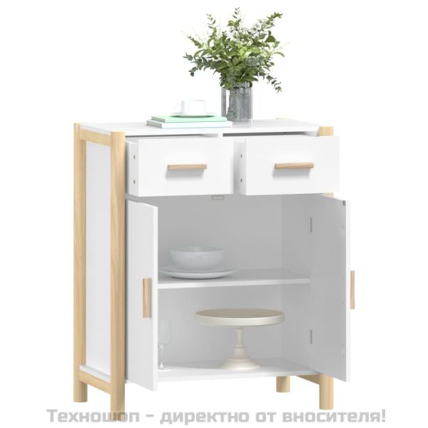 Сайдборд, бял, 62x38x75 см, инженерно дърво