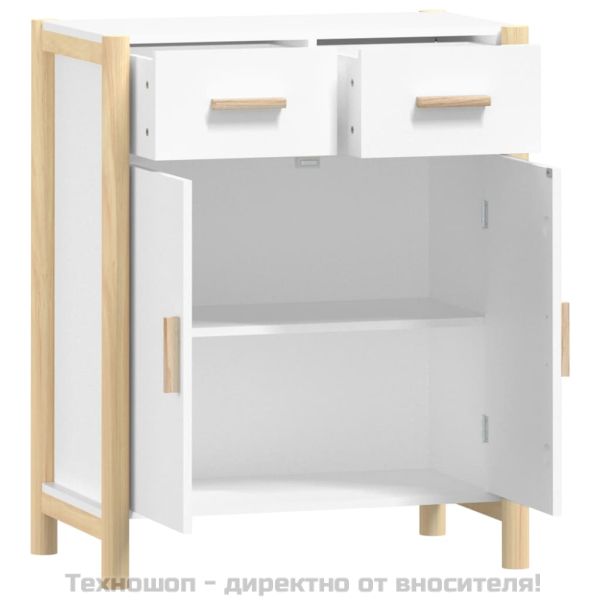 Сайдборд, бял, 62x38x75 см, инженерно дърво