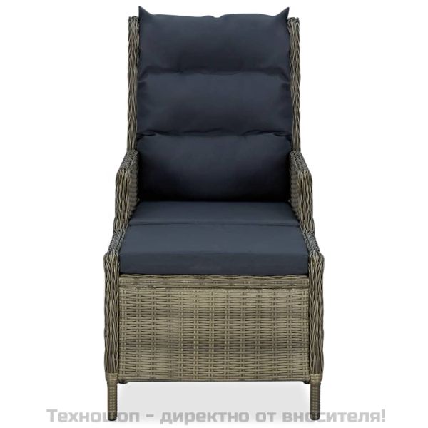 Градински комплект с възглавници, 3 части, кафяв полиратан