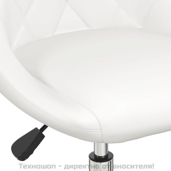 Въртящи се трапезни столове, 4 бр, бели, изкуствена кожа