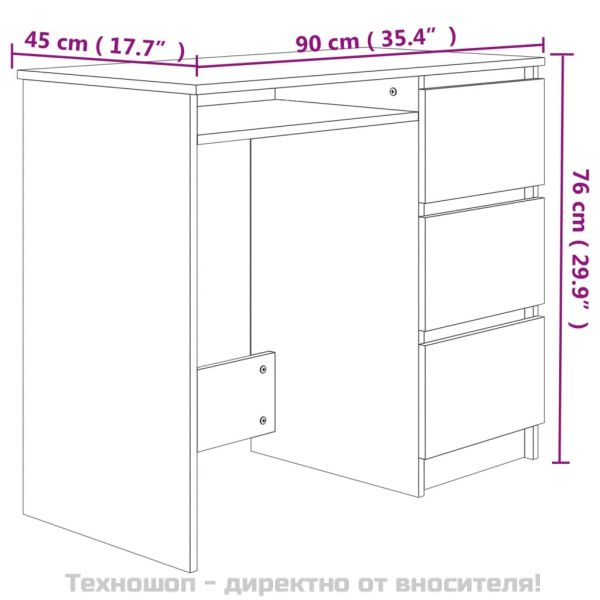 Бюро, бетонно сиво, 90x45x76 см, инженерно дърво