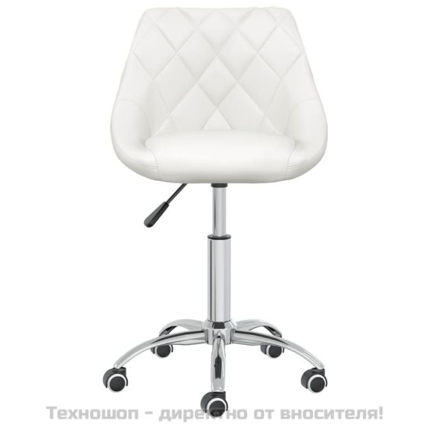 Въртящи се трапезни столове, 2 бр, бели, изкуствена кожа