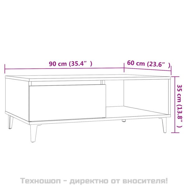 Кафе маса, дъб сонома, 90x60x35 см, инженерно дърво