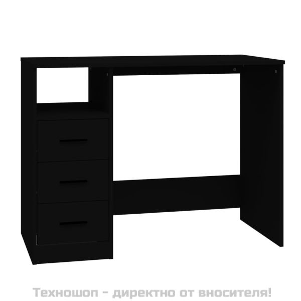 Бюро с чекмеджета, черно, 102x50x76 см, инженерно дърво
