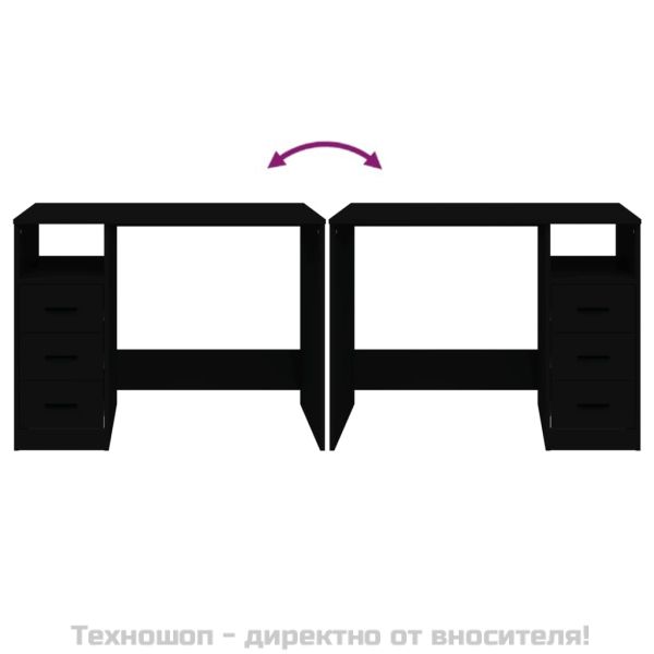 Бюро с чекмеджета, черно, 102x50x76 см, инженерно дърво