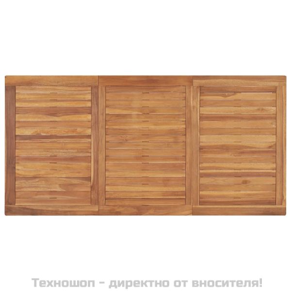 Градински комплект за хранене, 5 части, 160x80 см, масивно тиково дърво