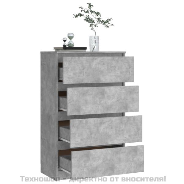 Сайдборд, бетонно сив, 60x35x98,5 см, инженерно дърво