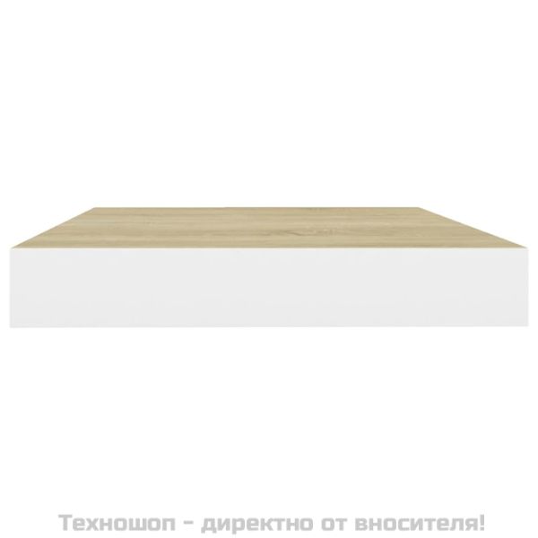 Окачени стенни рафтове, 4 бр, дъб и бял, 50x23x3,8 см, МДФ