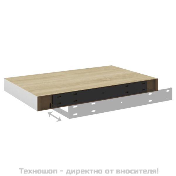 Окачени стенни рафтове, 4 бр, дъб и бял, 50x23x3,8 см, МДФ