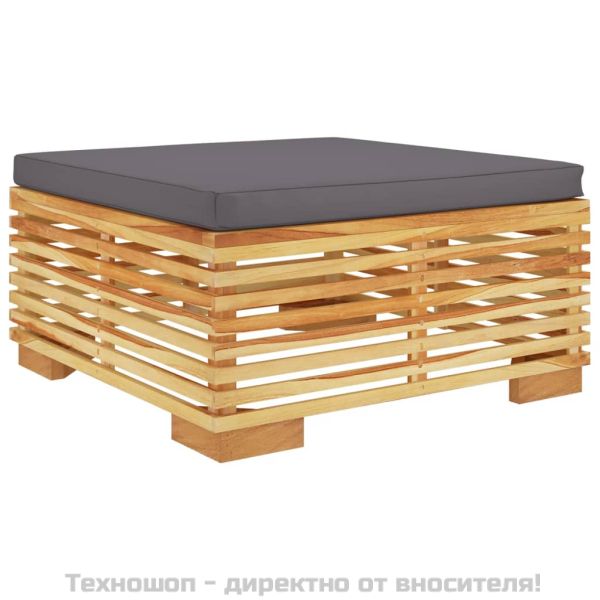 Градински комплект с възглавници, 3 части, тиково дърво масив