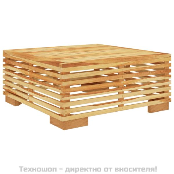 Градински комплект с възглавници, 6 части, тиково дърво масив